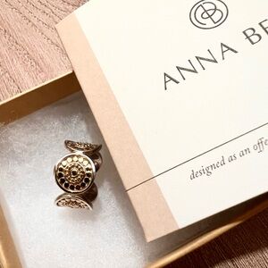 $258 NEW Anna Beck Gold and 925 Silver Textured Dot Circle Ring 5